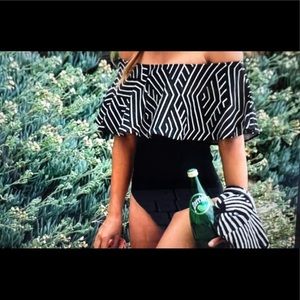 Beautiful black off the shoulder monokini swimsuit.  Geometric design on top NWT